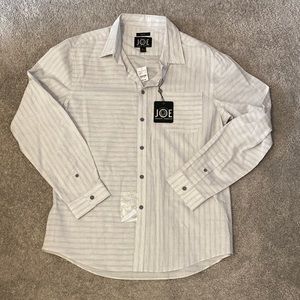 NWT Joseph Abboud, Slim Fit, Grey and White long sleeve button down shirt, sz L